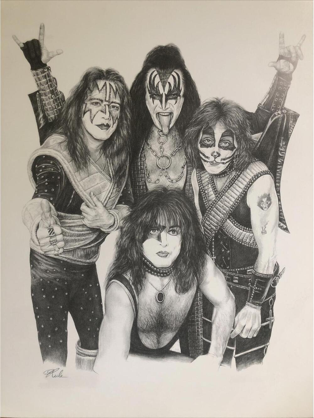 KISS Vintage Poster Illustration K.I.S.S. 1980s Music Memorabilia Rule Drawing